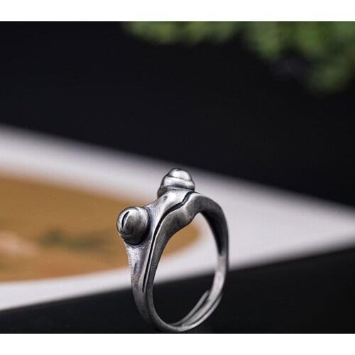 Bohemian Frog Ring for Women Elegant Design Retro Opening Resizable Unisex Rings Artistic Silver Color for Men Female Gift