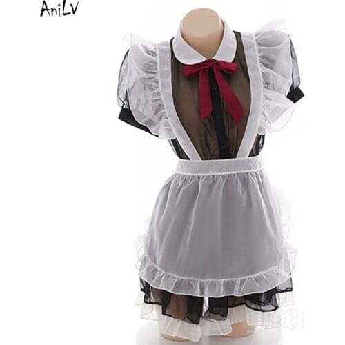 AniLV Japanese Anime Lolita Girl Maid Dress Costume Cook Coffee Girl Swimwear Uniform Pool Party Cosplay