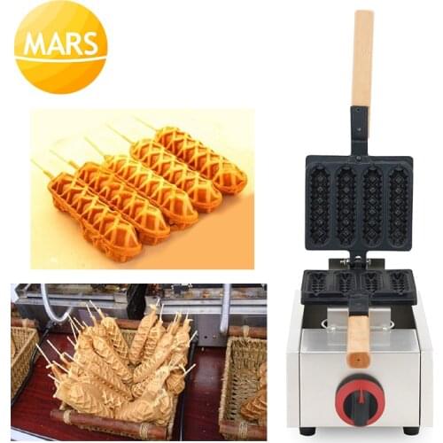 LPG Gas Muffin Corn Hot Dog Waffle Machines 4pcs Lolly Waffle Sticks Makers French Sausage Waffle Dog Baker Pan