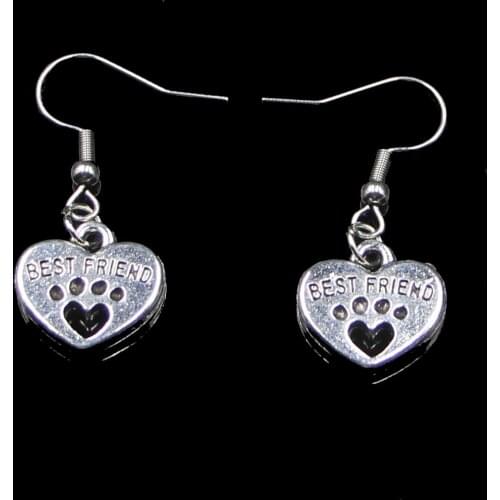 Fashion Handmade Simple Design 14*15mm Heart Best Friend Drop Earrings For Women Gift Fashion Jewelry Cute Small Object