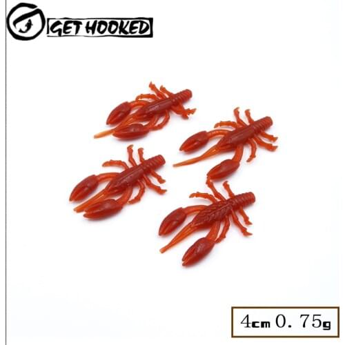 Soft Lures Fishing Lure For Japan Pesca Swimbait Rock Fly Carp Fishing Craw Shrimp Rubber Silicon Bait 4cm 0.75g 15pcs