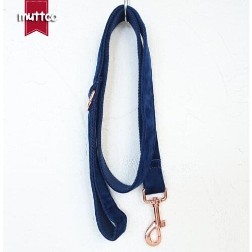 MUTTCO adjustable pet collar walking training leash THE SAPPHIRE metal buckle puppy leash pet supplies 5 sizes UDC078M