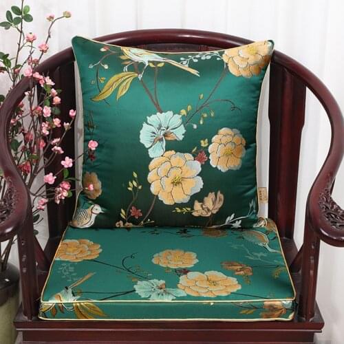 Luxury Thick Sofa Chair Seat Cushion Lumbar Pillow Back Cushion High End Floral Chinese Silk Chair Cushions Home Decor Seat Pad