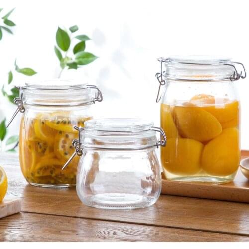 Pickle glass jar with lid bottle storage tank sealed tea cans cereals transparent storages jars coffee contains Multipurpose