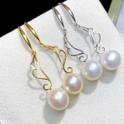 Angel Wing 925 Sterling Silver Earrings Findings Settings Base Mountings Parts for Pearls Agate Crystal Stones Jade 5pairs/lot