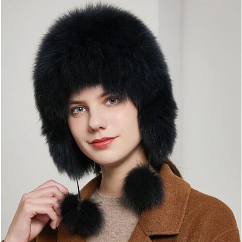 Thicken Warm Winter Hats For Women real fox fur caps Hot Sale Fashion new hats Outdoor Girls ladies Beanies Cap 20HY-02
