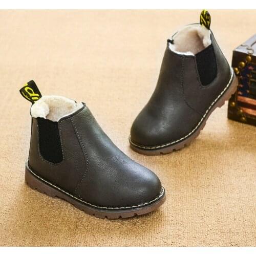 Winter Rain Boots Short Boots Big Boy Childrens Shoes Boys Short Boots England Leather shoes Girls Boot New botas