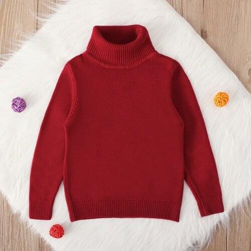 Boys Girls Winter Long Sleeve Bottoming Sweater High Neck Pullover