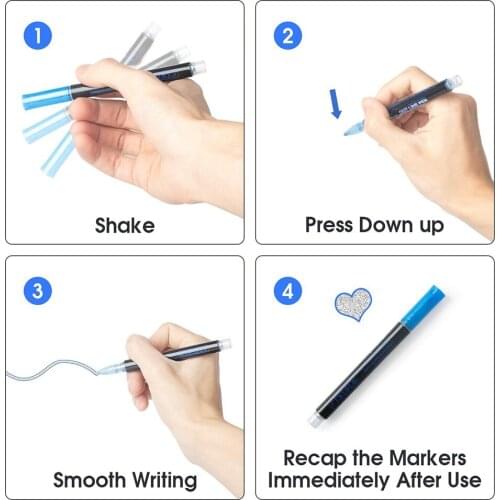 12 Pieces Glitter Color Markers Watercolors Brush Pens Watercolor Pencils Fiber Pens