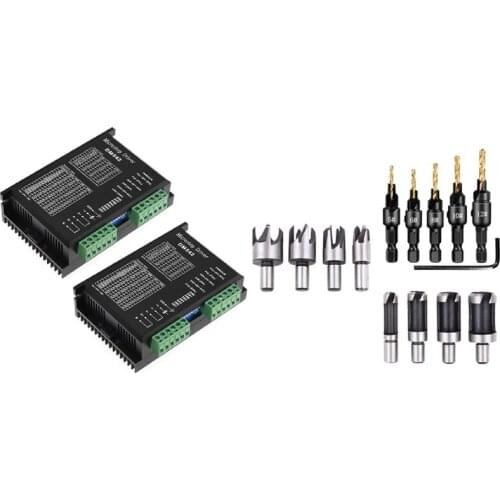 14Pcs Countersink Drill Bit Wood Plug Carpentry Screw Drilling Pilot Holes & ​2Pcs DM542 Digital Stepper Motor Driver