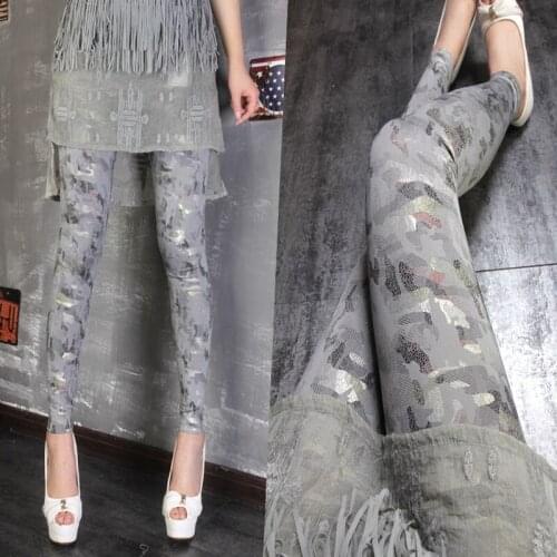 2020 Cool Fashion Pants Camouflage Gray High Waist Stretch Pants Leggings Thin Pants Womens Clothing Legging Plus Size