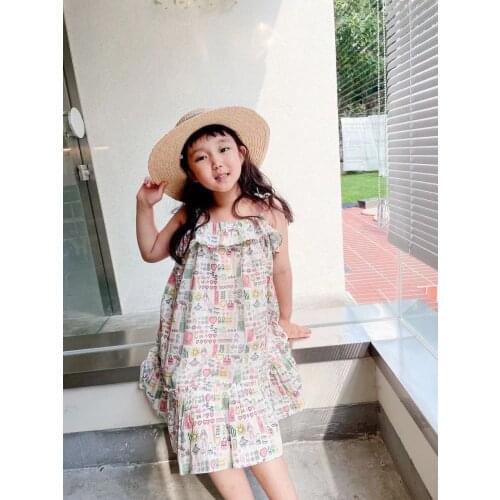 2021 Presale April 20th Summer girls dress cherry pattern sleeveless sweet summer girls dresses