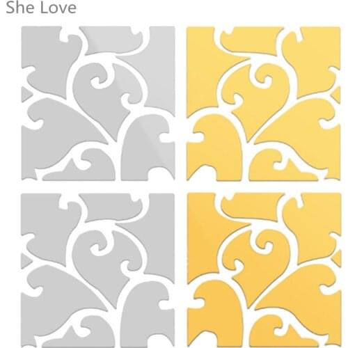 Chzimade 32 PCS DIY Mirror Square Wall Stickers Acrylic Mural Wall Sticker Room Decor Removable