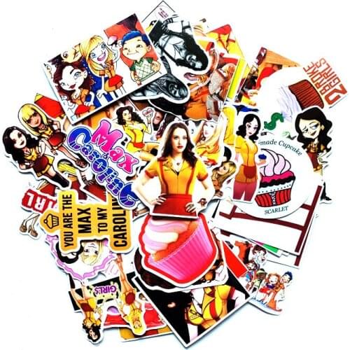 50Pcs TV Series 2 Broke Girls Stickers For Suitcase 2021 Skateboard Laptop Luggage Fridge Phone Car Styling DIY Decal Sticker