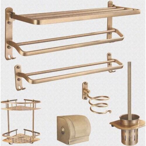 AUSWIND Space Aluminum Bath Hardware Hanger Set Package Towel Rack Bar Paper Holder Shelf Brush Bathroom Accessories Sj11