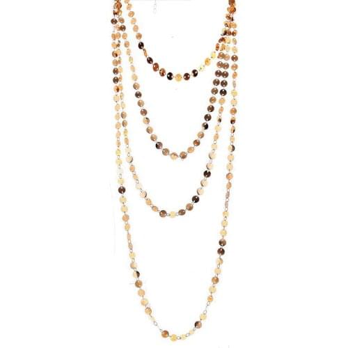 New Stainless Steel Coin Chain Round Sequins Choker Necklace For Woman Multilayers Coin Long Necklace Winter Jewelry