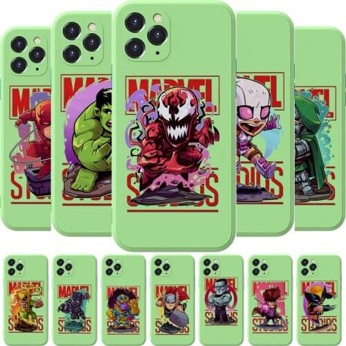 Disney Marvel Anime Phone Case cover For iphone 12 Pro Max 11 8 7 6 S XR PLUS X XS SE 2020 mini cell shell Mint Green
