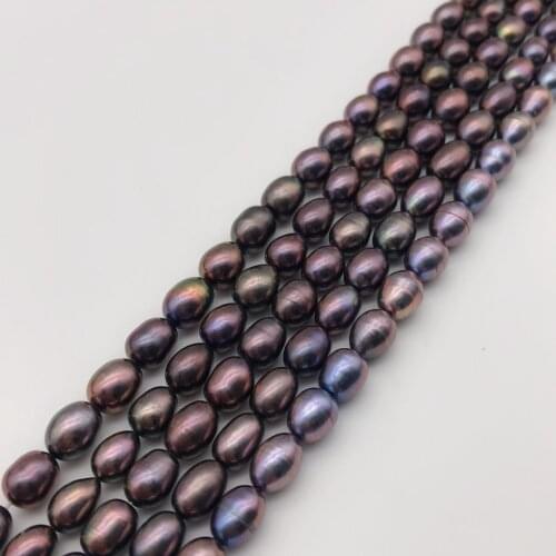 Diy Rice Shape 6X8mm copper color Cultured real Pearls Loose Beads 15'' for 1 strand