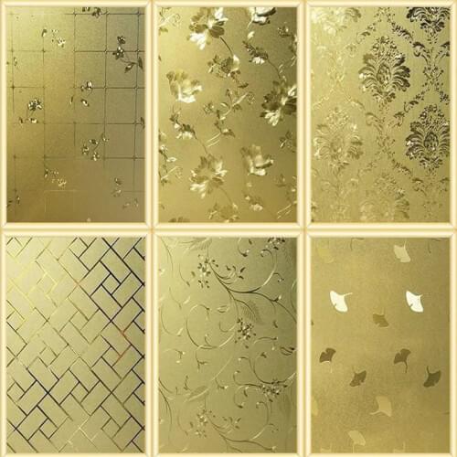 Electrostatic Frosted Golden Self-adhesive Glass Sticker Window Sticker Opaque Shading Window Film Waterproof Sunscreen Film