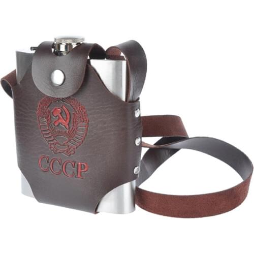 8/18/32/48/64oz Bpa Free Oversize Whisky Imprint Flagon Cccp Portable 304 Stainless Steel Alcohol Hip Flask Set With Bag