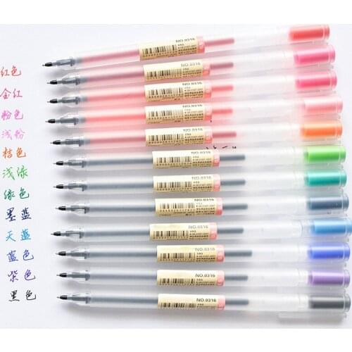 Gel Pen 12 Colors Ink Pen 0.5mm Simple Style Writting Pens Stationery Supplies Gel Pen Office School Supplies Student Gifts Pens