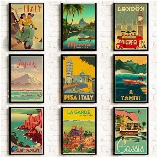 Hd Vintage Canvas Painting New York London Italy Retro Posters and Prints Travel Cities Landscape Wall Art Pictures Home Decor
