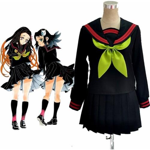 Anime Demon Slayer Kimetsu no Yaiba Cosplay Nezuko Kamado Makomo Cosplay Costume JK School Uniforms Sailor Suit Girls Women