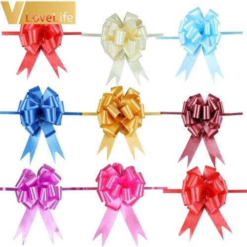 12pcs 30mm*120cm Pull Bows Ribbons Flowers Gift Wrapping Christmas Wedding Birthday Gift Party DIY Decoration