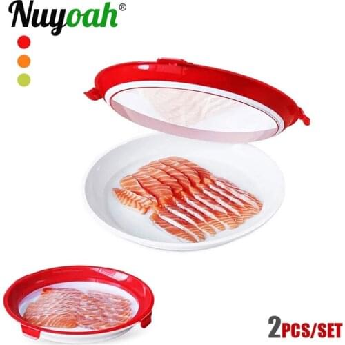 2pcs Food Preservation Tray Seal Elastic Plate Kitchen Fresh Keeping Storage Container Stack Vacuum Refrigerator Organizer Tool