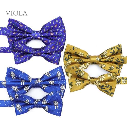 Cute Spaceman Cartoon Father Son Bowtie Sets Polyester Floral Kids Men Party Daily Lovely Butterfly Funny Cravat Gift Accessory