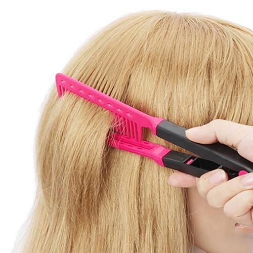 Girls Fashion V Type Hair Straightener Comb DIY Salon Hairdressing Styling Tool Smart DIY tool at home, convenient to use and