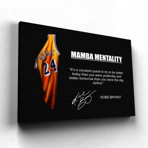 Motivation Canvas Art Posters and Prints Wall Art Basketball Star Jersey Mamba Mentality Quote Painting for Room Decor Cuadros