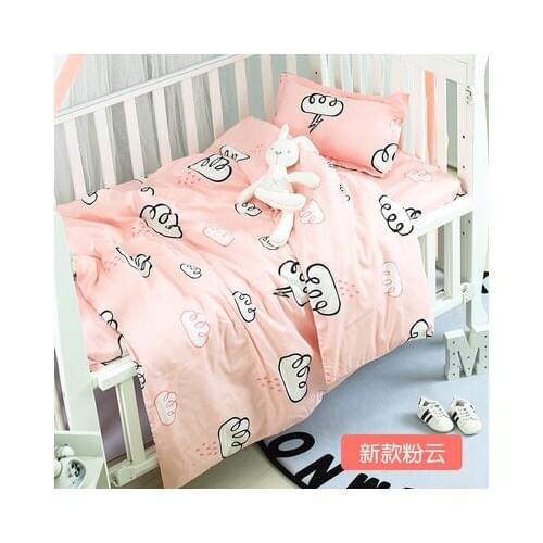Pink cloud Newborns Toddler Soft Bed Bedding Sets Baby Bed Linens cama bebe,Duvet/Sheet/Pillow, with filling