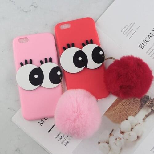 Soft TPU Case for iPhone XR XS 11 Pro Max Cover Cartoon Big Eyes Cute Rabbit Hair Ball Cover for iPhone 8 7 6s 6 5 5s se 4 4s