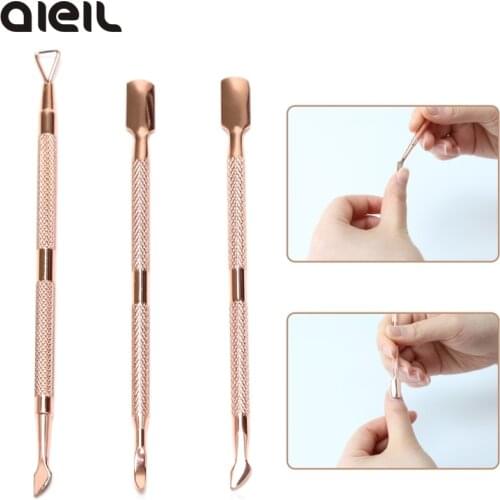 Gold Stainless Steel Cuticle Pusher Set Double Head Nail Care Cleaner Tools for Pushing Dead Skin Manicure Pedicure Pusher
