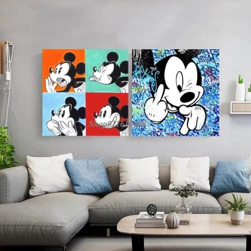 Disney Mickey Mouse Cartoon Canvas Painting Donald Duck Poster and Print Minnie Wall Art Picture for Kids Home Living Room Decor