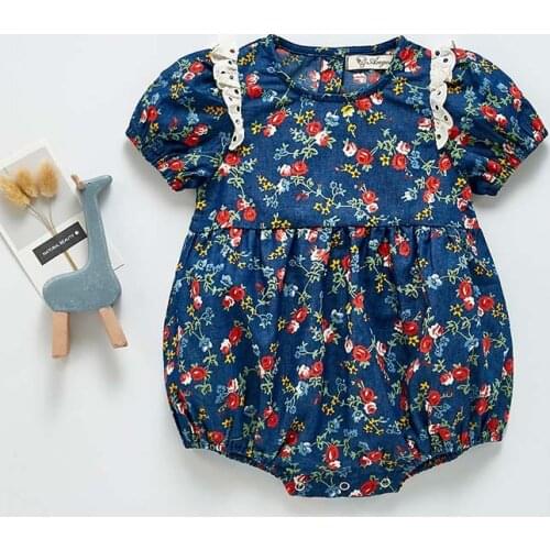 Baby Girls Clothes Summer New Baby Bodysuit Floral Short Sleeves Triangle Jumpsuit Outfits Infant One-piece Clothes