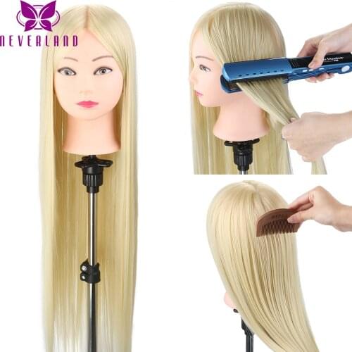 30" 75CM White 100% Synthetic Fiber Hair Hairdressing Training Head Cosmetology Mannequin Head For College + Braid Tool Set