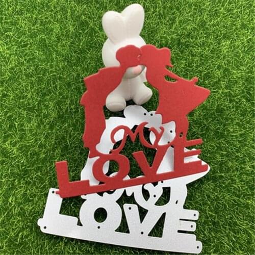 1 couple kissing confession love hand embossed DIY album scrapbook greeting card decoration metal cutting mold