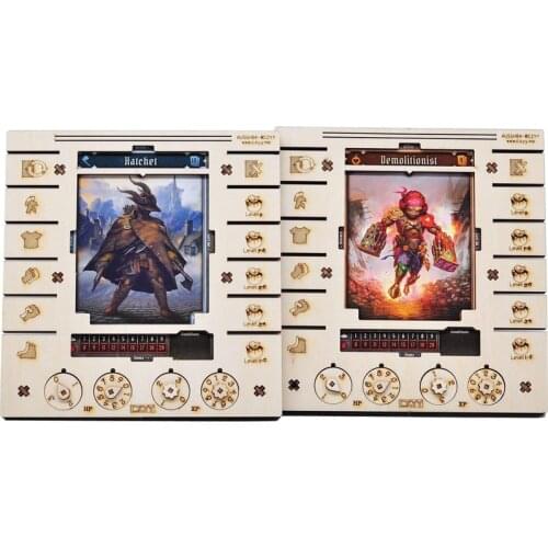 JOTL Player Character Dashboard with HP & XP Dial Trackers Set of 2 Birch Plywood Hero Organizer Great for Jaws of the Lion