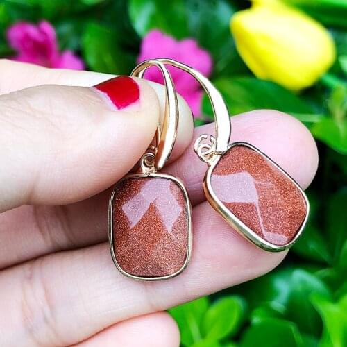 SAY HELLO Natural Stone Turquoises Rectangle Round Water-drop Pendant Dangle Earrings for Women Trendy Jewelry Gift K6955