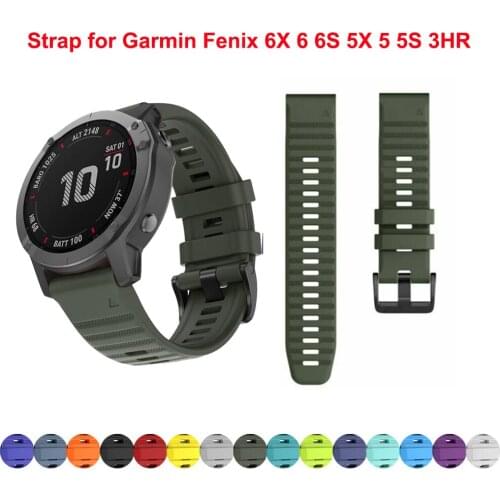 Soft Silicone 26mm 22mm Quick Release Watchband Wriststrap for Garmin Fenix 6 6S 6X 5X 5 5S 3 HR Watch Easyfit Watch Wrist Band