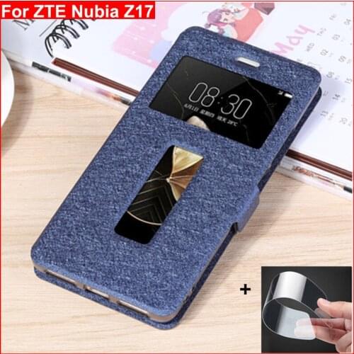 Open window Luxury Phone case For ZTE Nubia Z17 case cover PU leather case For Nubia Z 17 NX563J Flip case back cover shell 5.5"