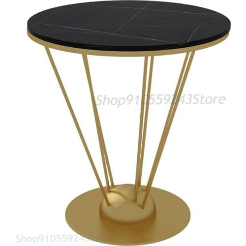 Marble Light Luxury Side Table Sofa Side Table Balcony Small Coffee Table Rock Board Round Table Corner Table Nordic Living Room
