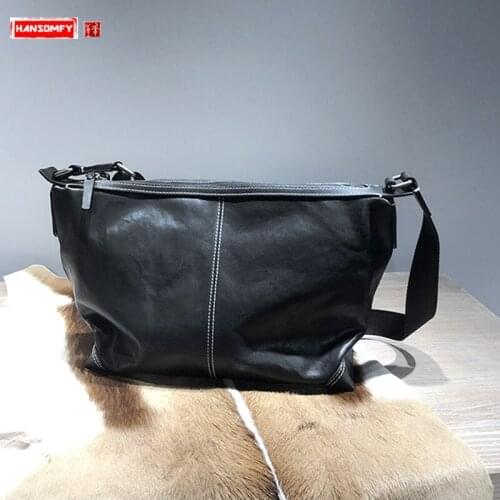 Too accent! New mens bags, shoulder bags, men cowhide leather messenger bag, large-capacity casual tote bags