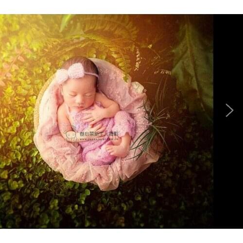 Crochet Baby Headband and Romper Lovely Newborn Pink Romper with Flower Photography Props