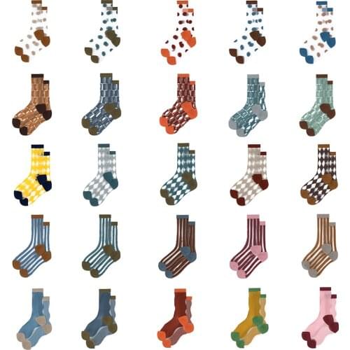 Salina Womens Socks Spring And Summer New Medium And Short Tube Yarn-Dyed Card Stockings Cotton Leisure Sports Ladies Socks