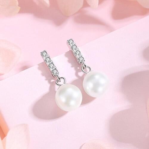 S925 Sterling Silver Stud Earring for Women Vintage Fairy Pearl Silver Earrings Fine Jewelry Earrings Female boucle d'oreille