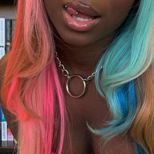 Goth Style Metal Geometric Pendant Necklace for Women Egirl Aesthetic Punk Necklace 2000s Fashion Friends Gifts Y2K Jewelry