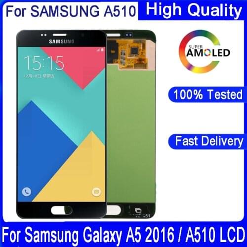Original 5.2'' Super AMOLED For SAMSUNG GALAXY A5 2016 A510 A510F A510M SM-A510F LCD Display Touch Screen Digitizer Assembly